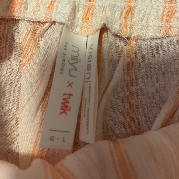 Eco-friendly ecru and pastel orange stripes summer high rise lounge shorts NWT - Picture 11 of 12